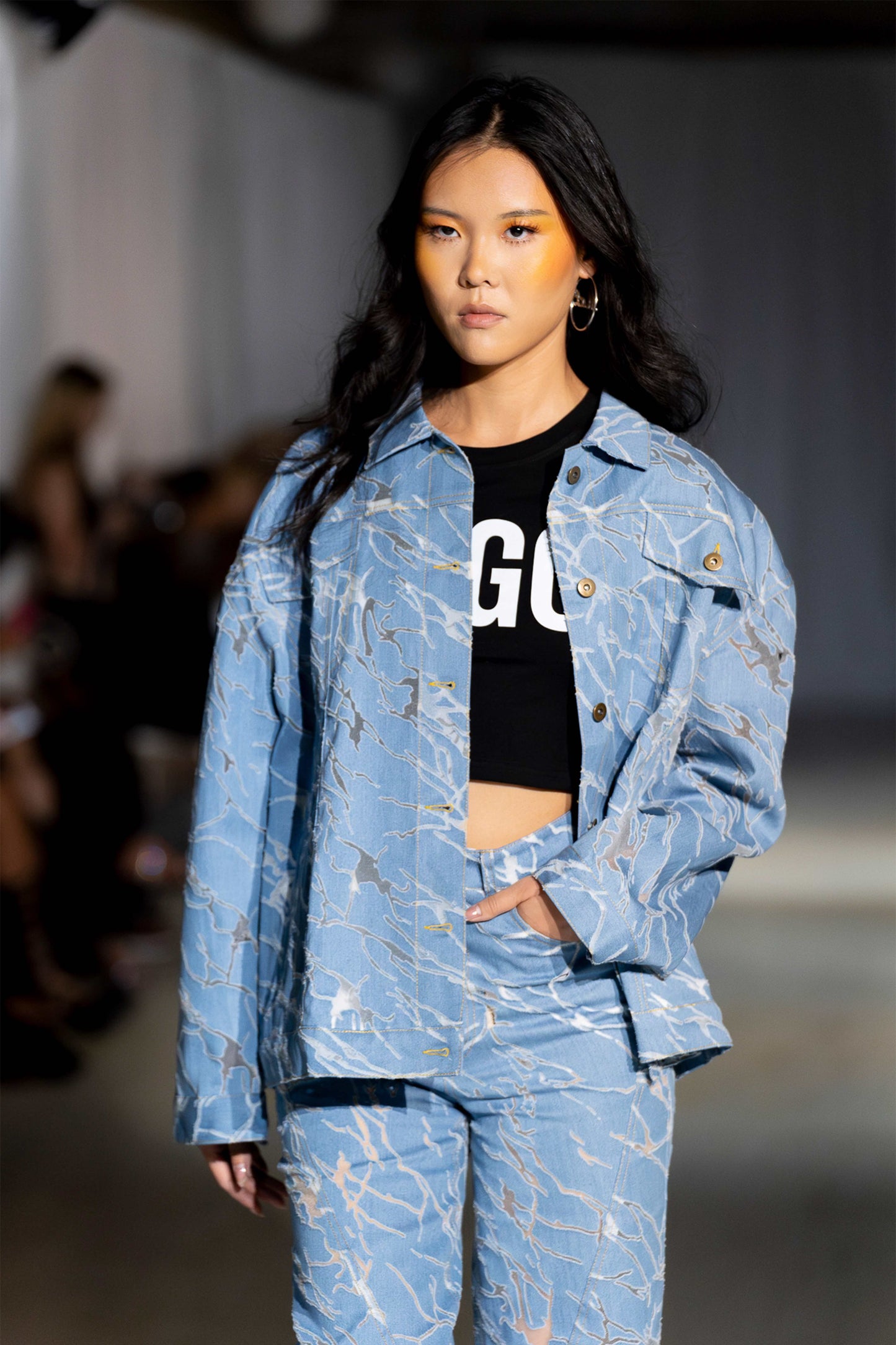 Blair Transparent Marbled Denim Jacket