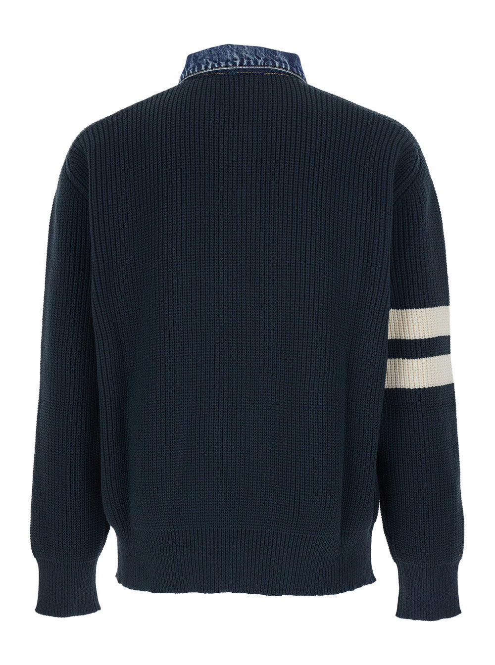 Sweater With Denim Collar, Blue
