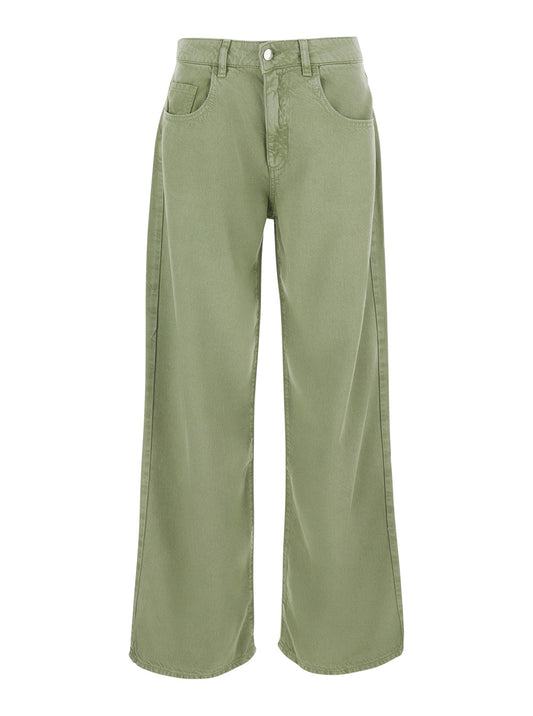 Wide Jeans in Bleached Green