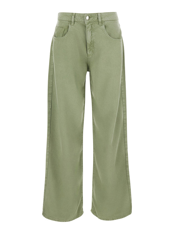 Wide Jeans in Bleached Green