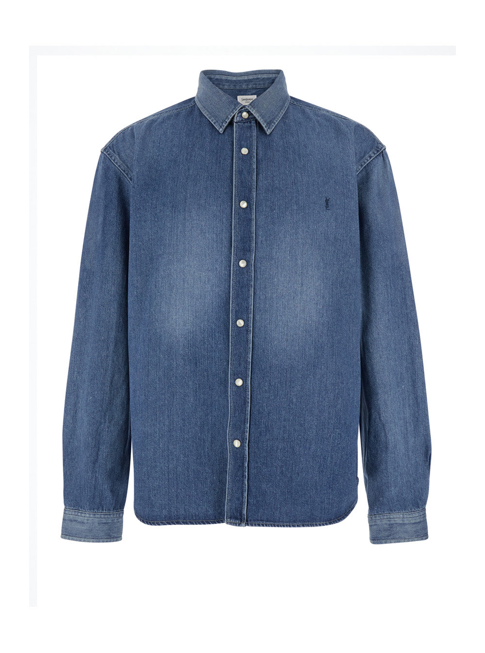 Long Sleeve Denim Shirt Blue