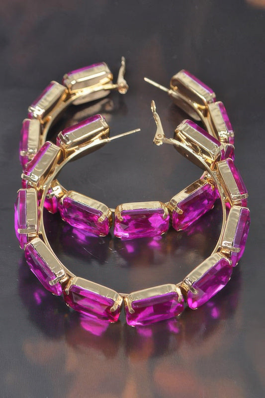 ST. MARKS Multicolor Stone Hoop Earrings: NYFW BYMANYC ® New York