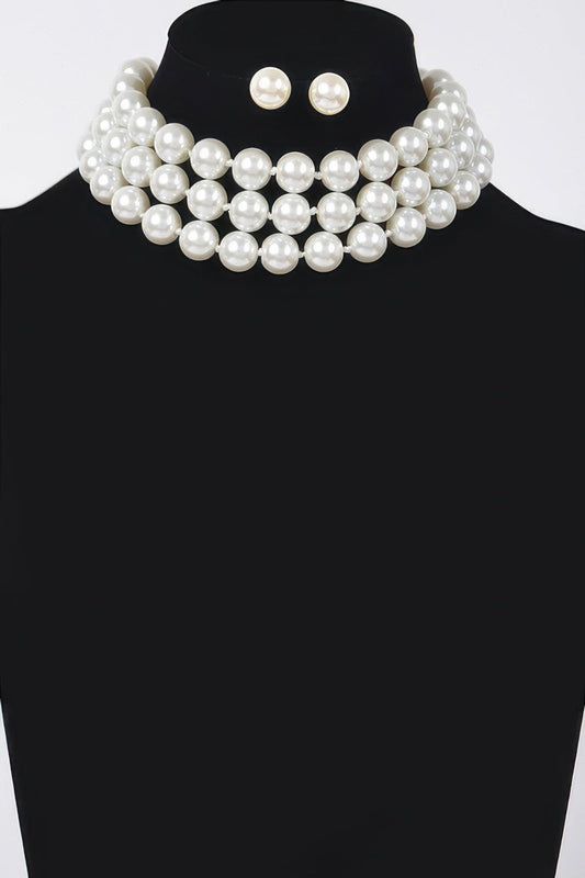 SUTTON PLACE Faux Pearl Necklace & Earring Set: BYMANYC ® New York
