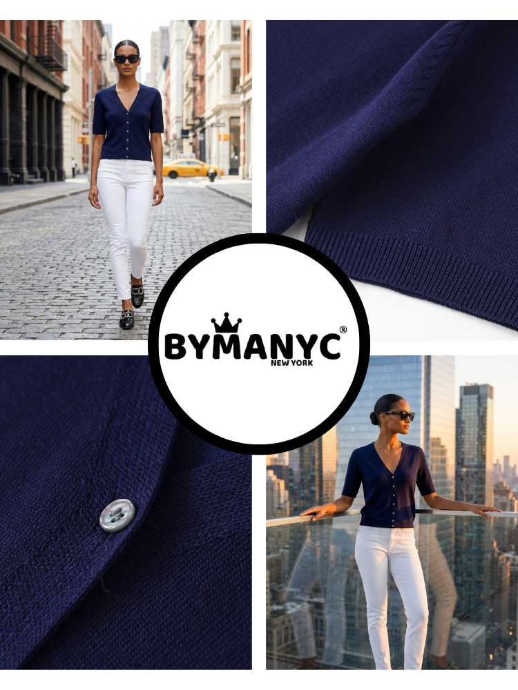 SUTTON Women's Short Sleeve Sweater Prêt-à-Porter BYMANYC ® New York
