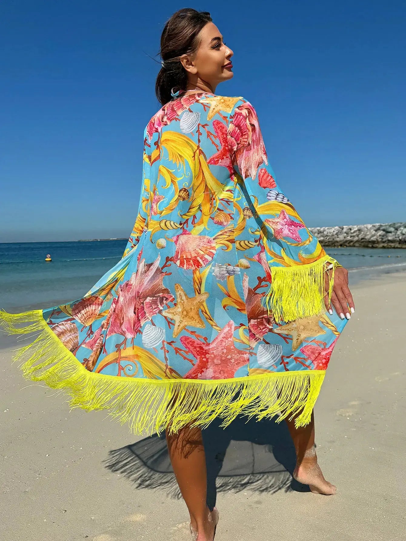 Women's Swimsuit Set - Tassel Drape Premium Feel - 3-Piece Beach Cover-Up