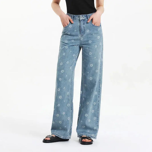 Loran Cotton Wide-Leg Jeans in Blue, view 2