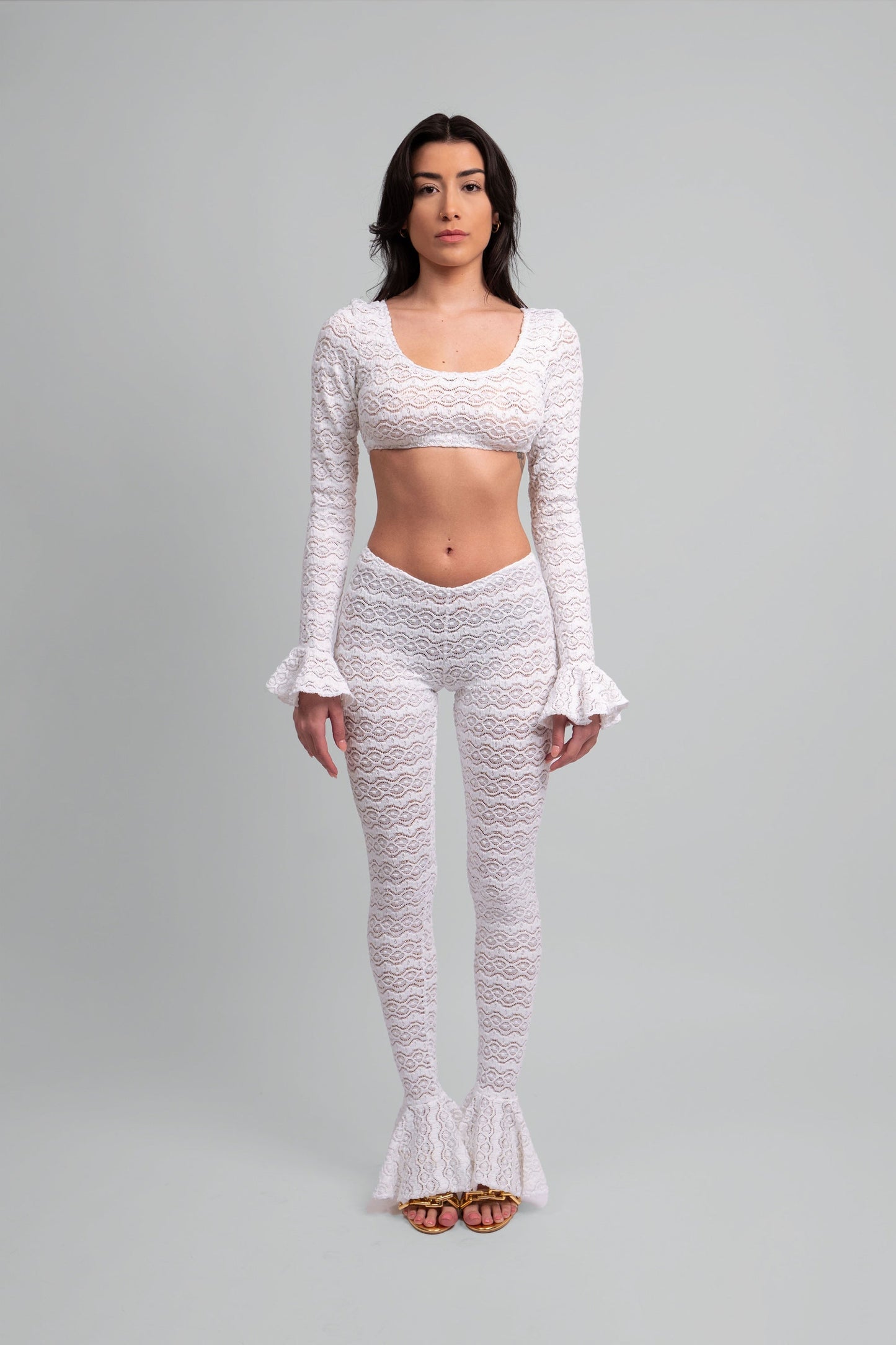 Scarlet Lace Knit Two-Piece Set