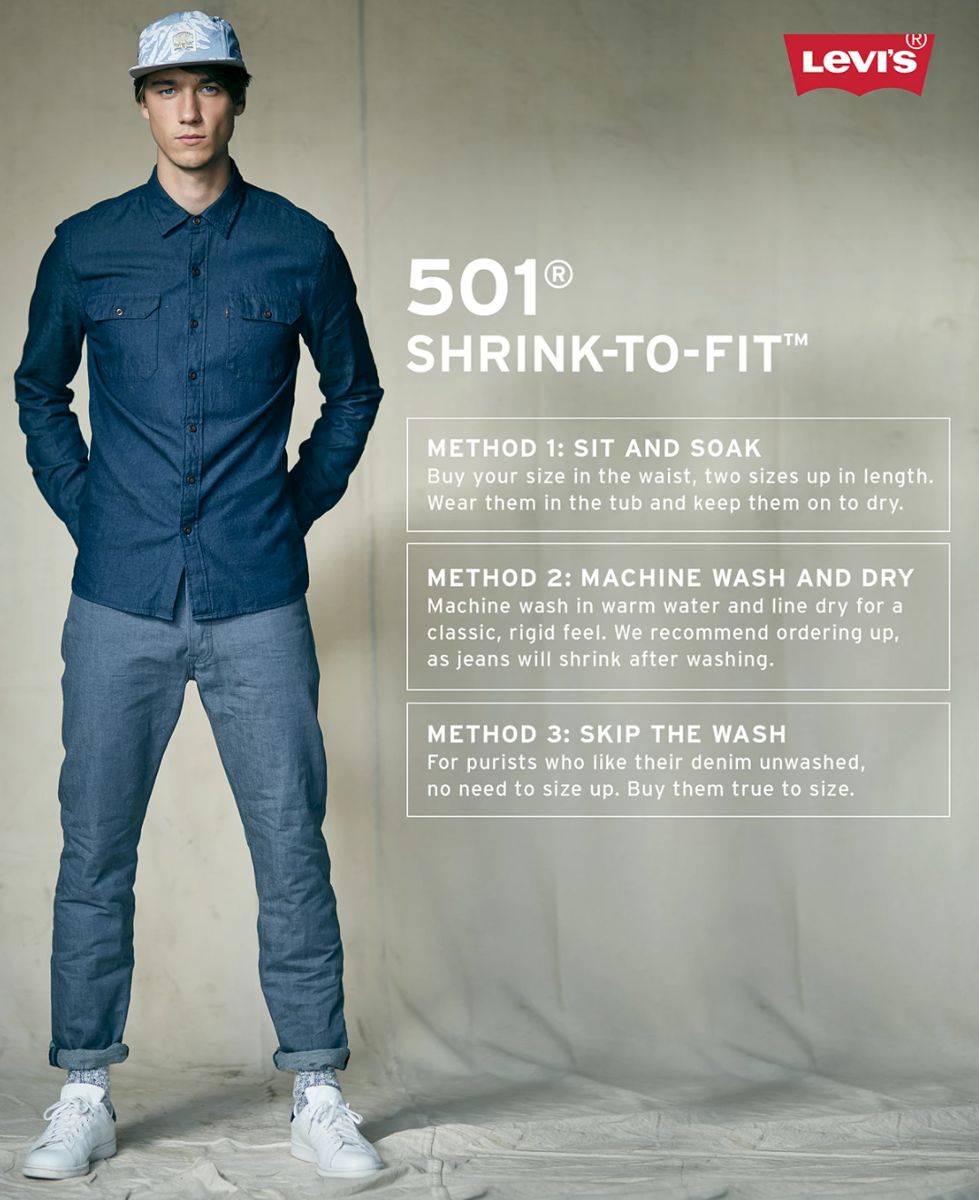 Mens Levi’s 501 Shrink To Fit Jeans