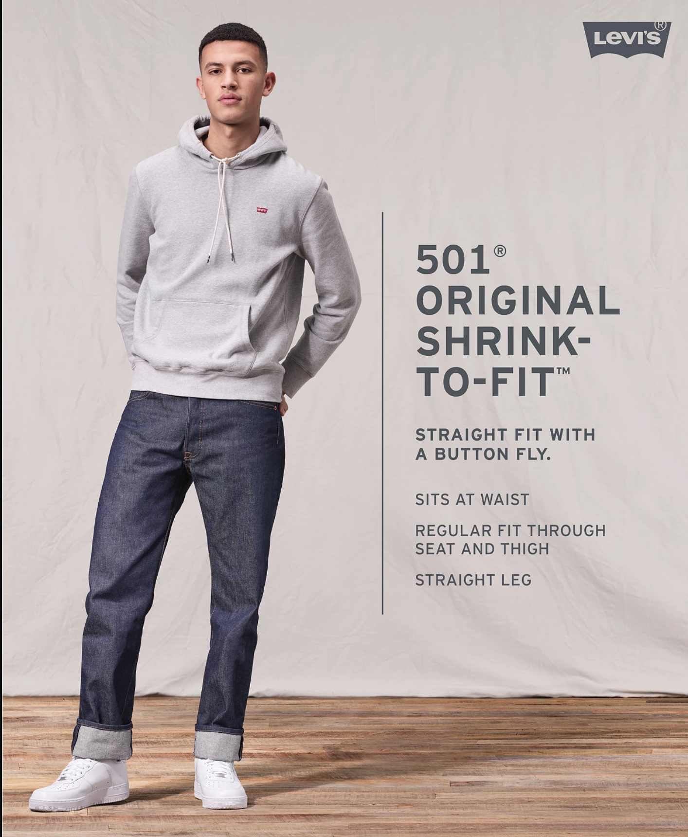 Mens Levi’s 501 Shrink To Fit Jeans