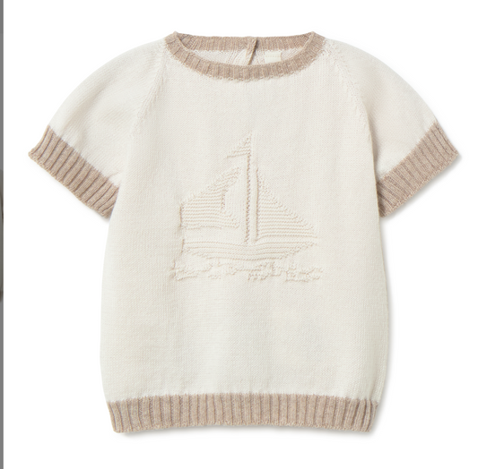 LI + ME - Embroidered Knit Top, Cream Toasted