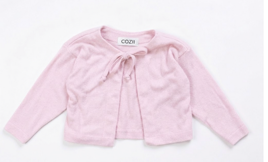 COZII - Long Sleeve Tie Front Cardigan, Baby Pink