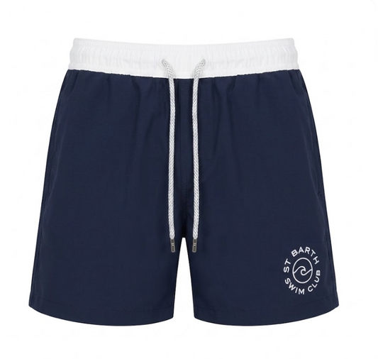 Pier St Barths - Men’s White Elastic Navy Bathing Suit