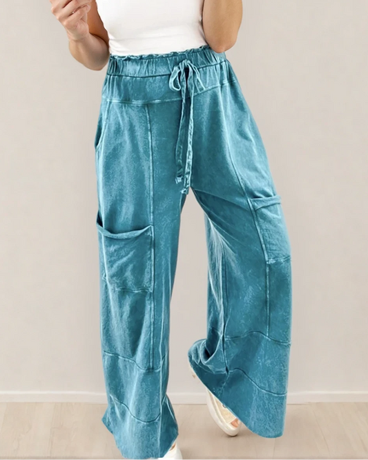 Teagan Raw Hem Pants - Lapis