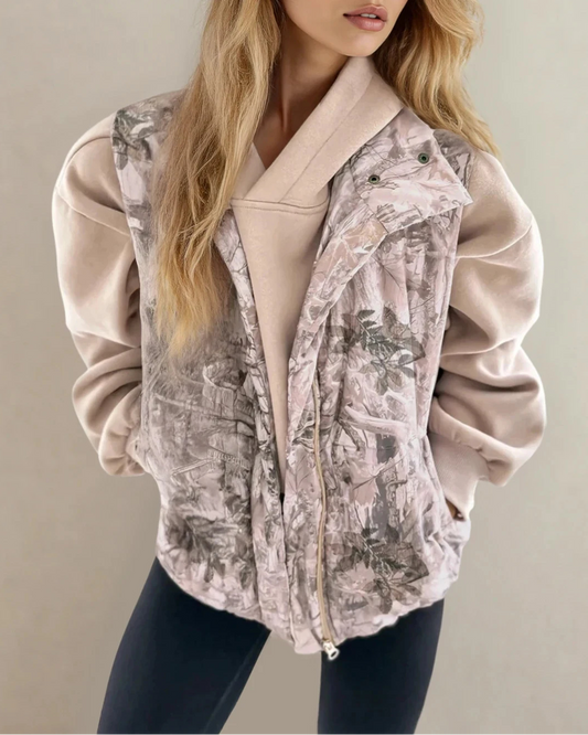 Tessa Camo Leaf Print Winter Puffer Vest