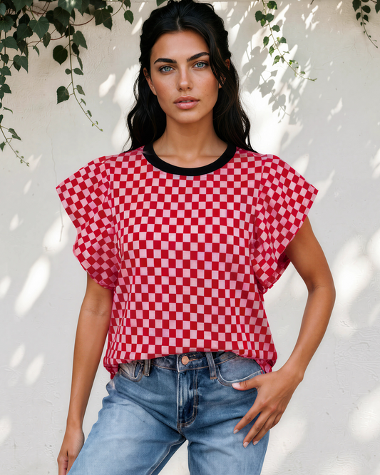 Cassidy Contrast Trim Round Neck Top