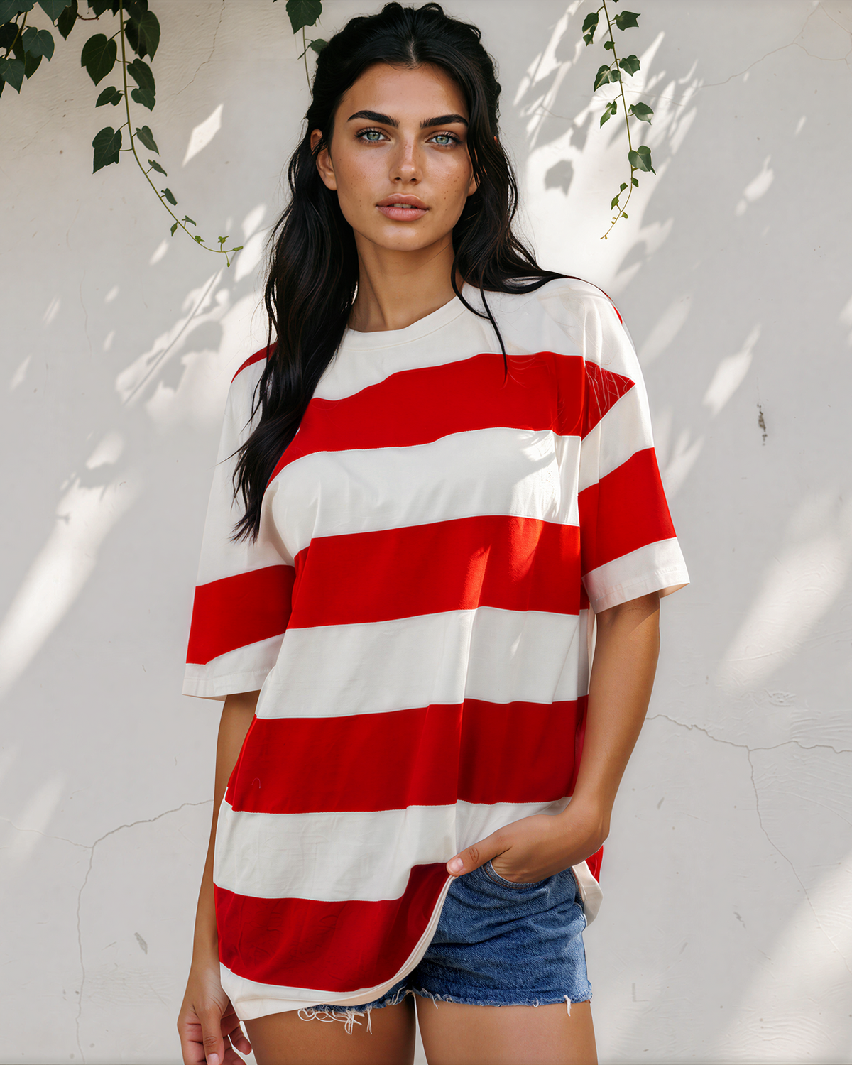 Landry Striped Color Block Oversize Tunic Tee
