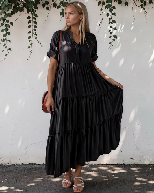 Selah Ruffle Tiered Long Flared Dress