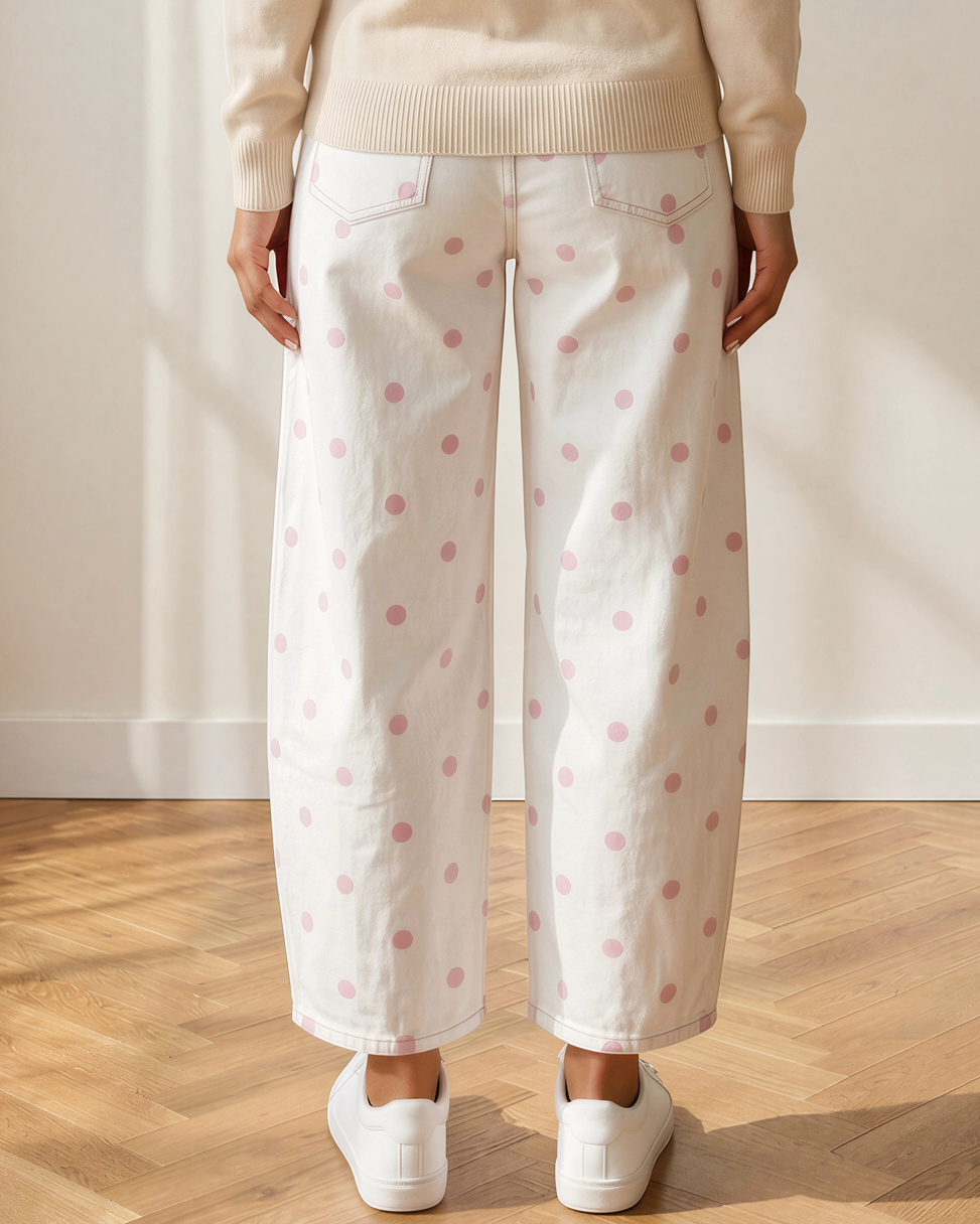 Dallas Polka Dot Print Barrel Jeans