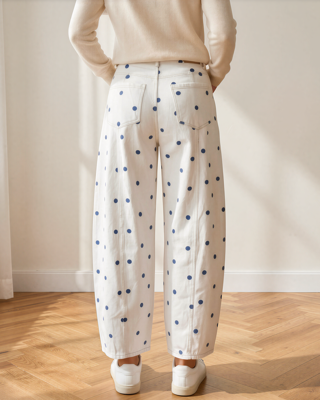Dallas Polka Dot Print Barrel Jeans