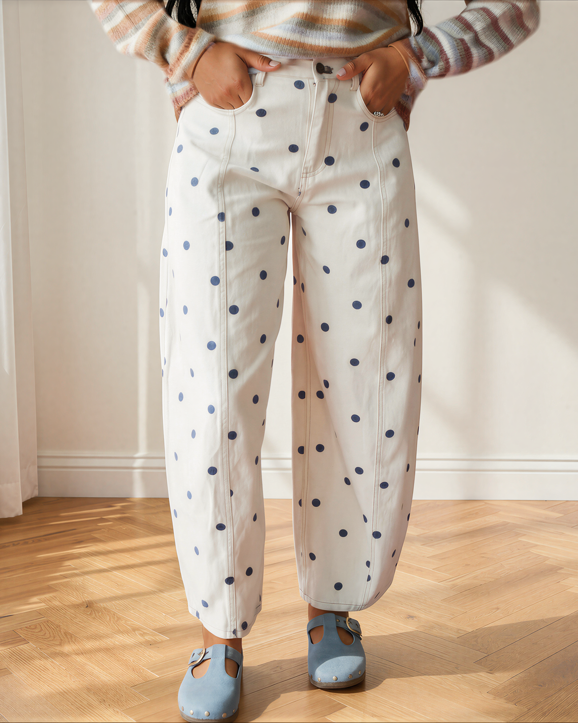 Dallas Polka Dot Print Barrel Jeans