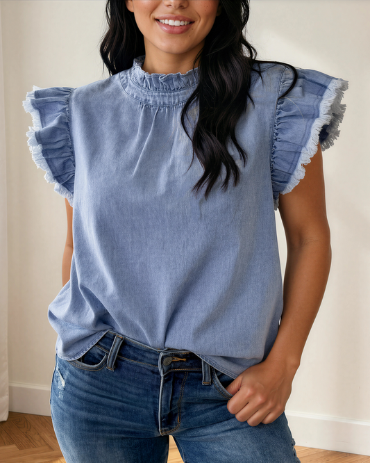 Logan Flutter Sleeve Denim Top