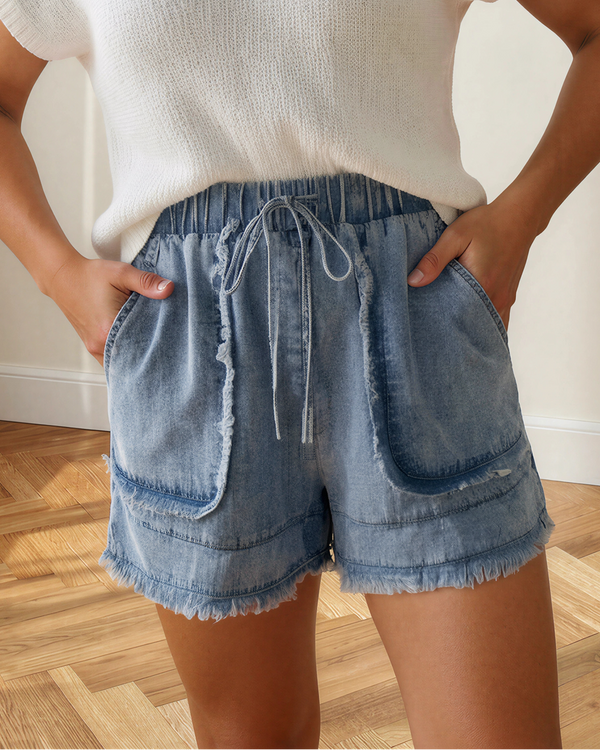 Finlee Frayed Edge Casual Denim Shorts