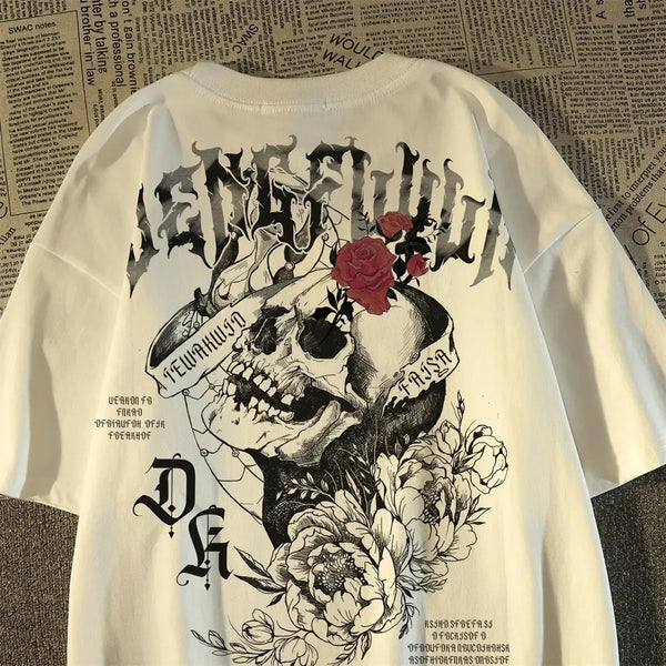 💀 Pure Cotton Retro Skull Print T-Shirt