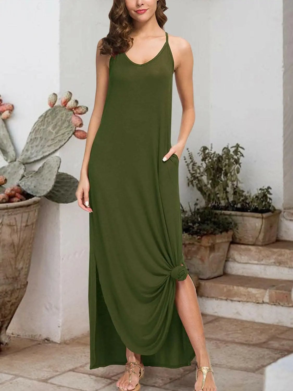 Trendsi swimwear - Seductive slit sleeveless dress