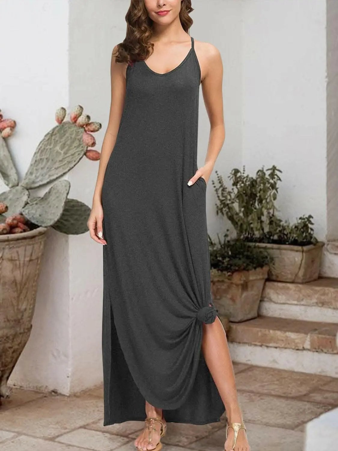 Trendsi swimwear - Seductive slit sleeveless dress