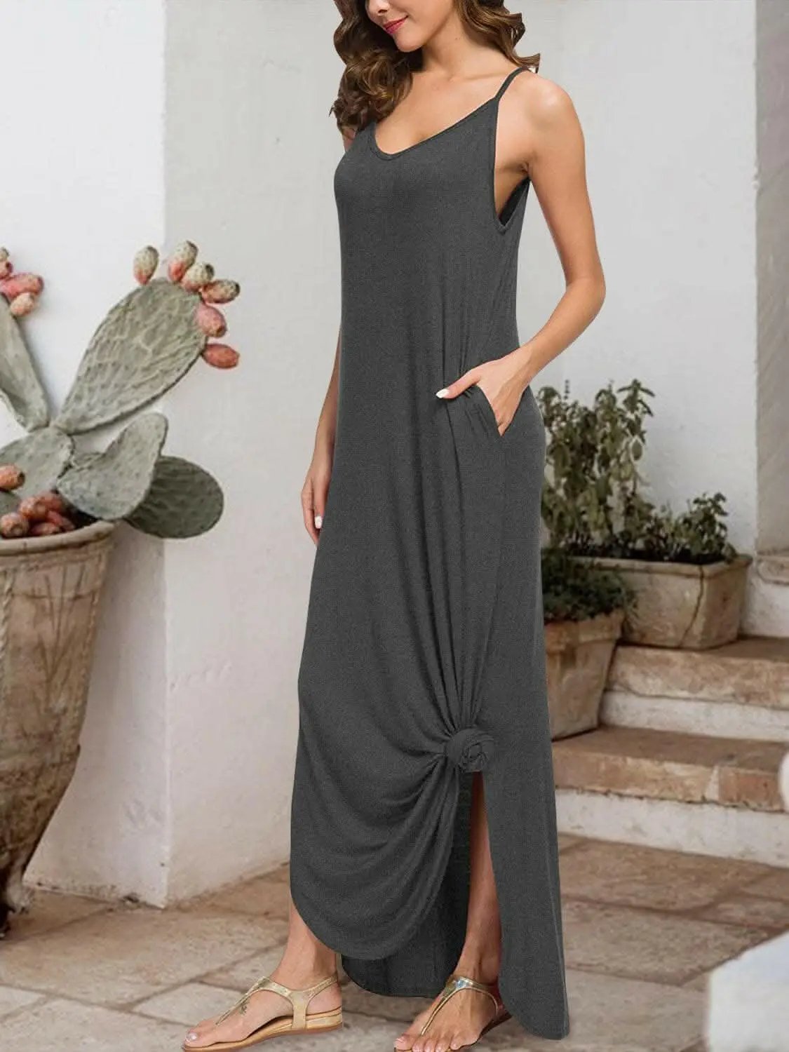 Trendsi swimwear - Seductive slit sleeveless dress