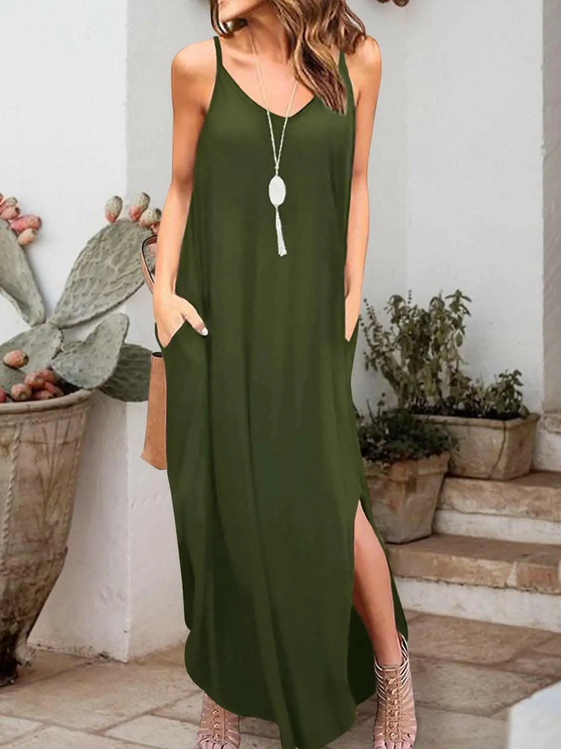 Trendsi swimwear - Seductive slit sleeveless dress