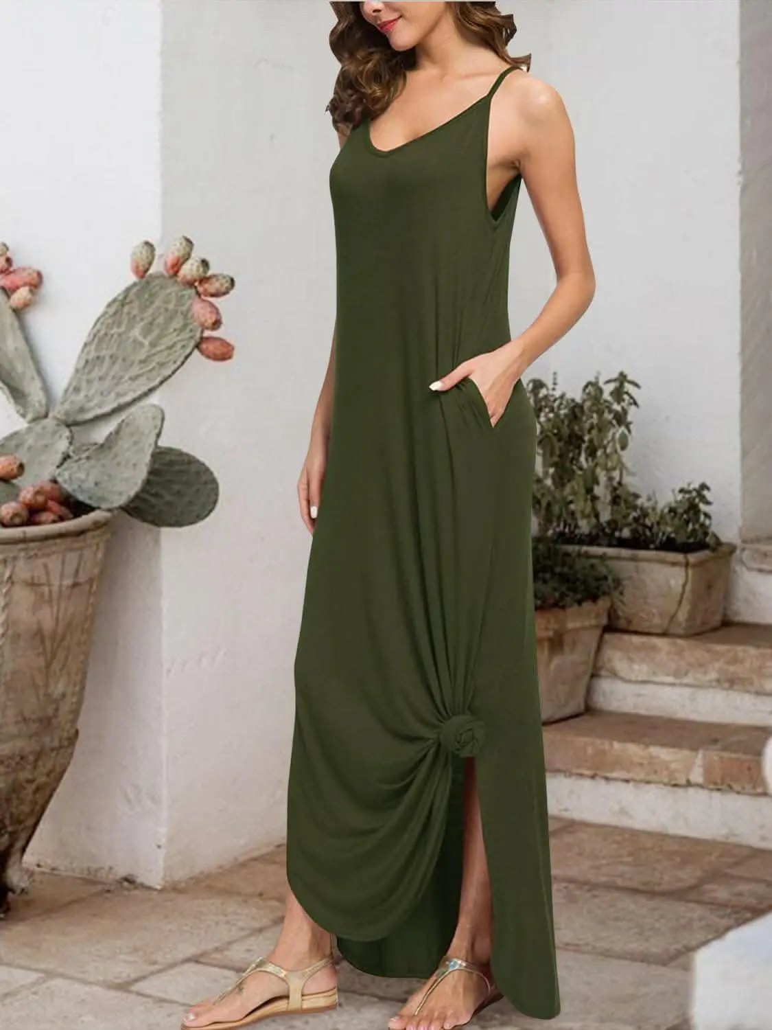 Trendsi swimwear - Seductive slit sleeveless dress