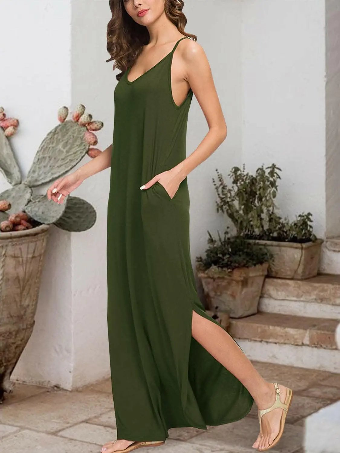 Trendsi swimwear - Seductive slit sleeveless dress