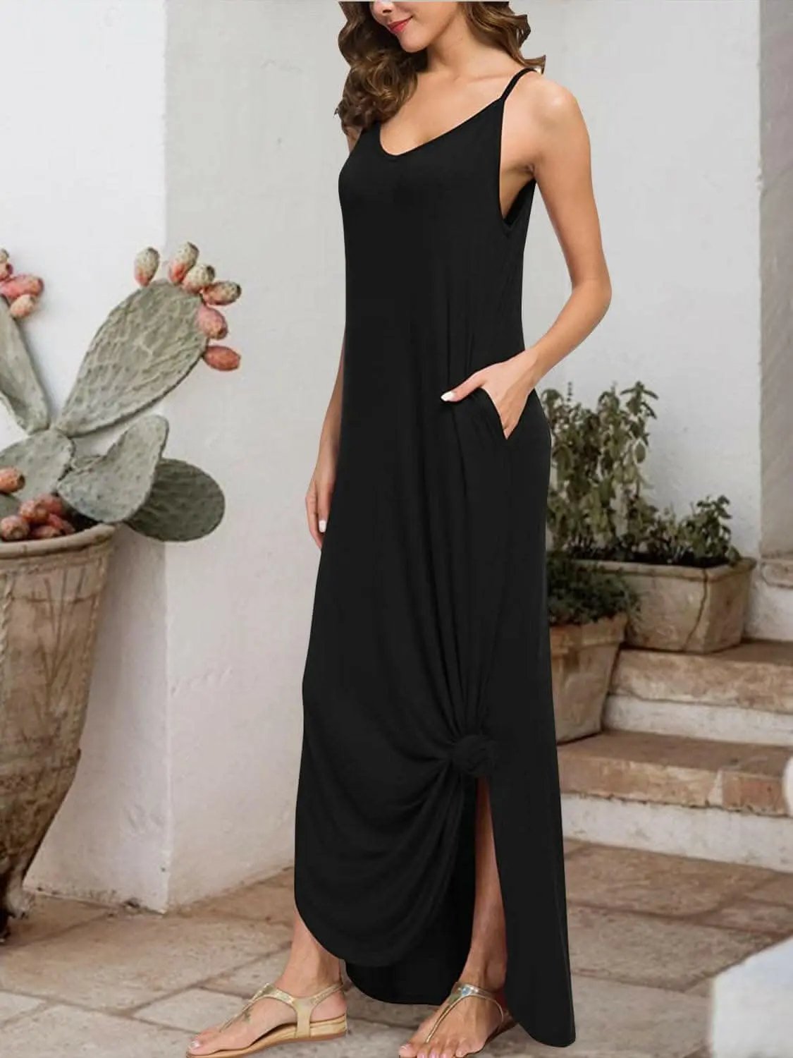 Trendsi swimwear - Seductive slit sleeveless dress
