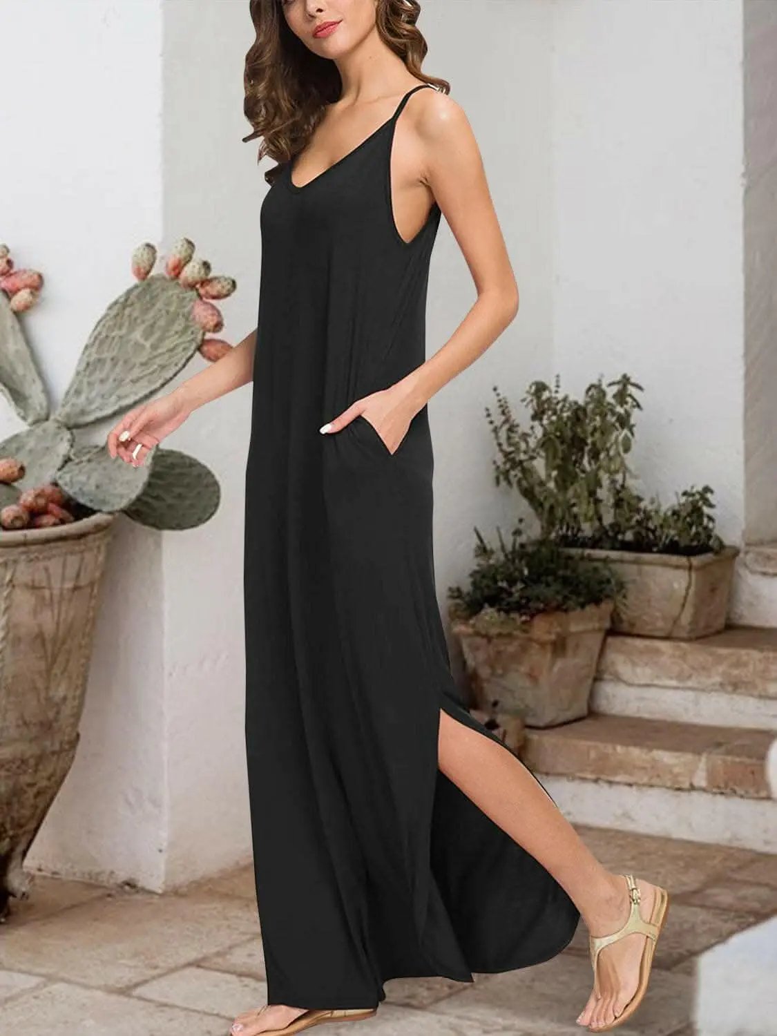 Trendsi swimwear - Seductive slit sleeveless dress