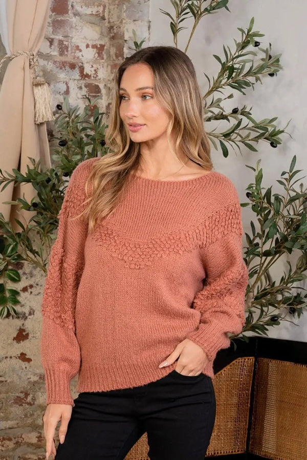 Trendsi Boat Neck Sweater Women's Casual Long Sleeve Knit Top USA Shipped