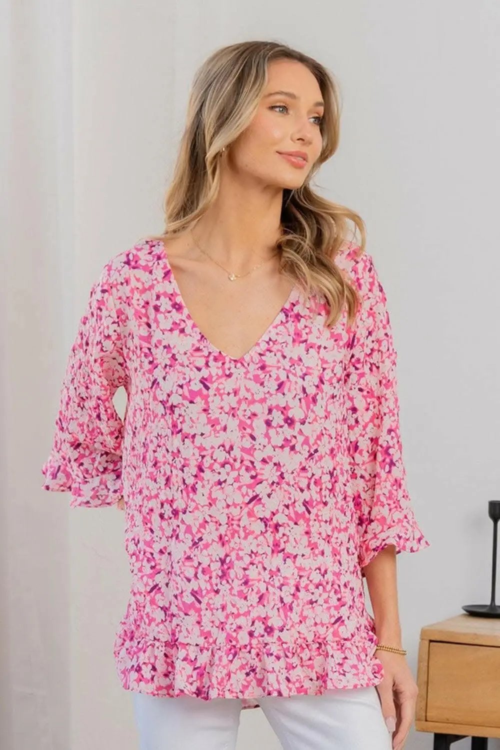 Trendsi just arrived - Sew In Love Full Size Floral V-Neck Flounce Sle