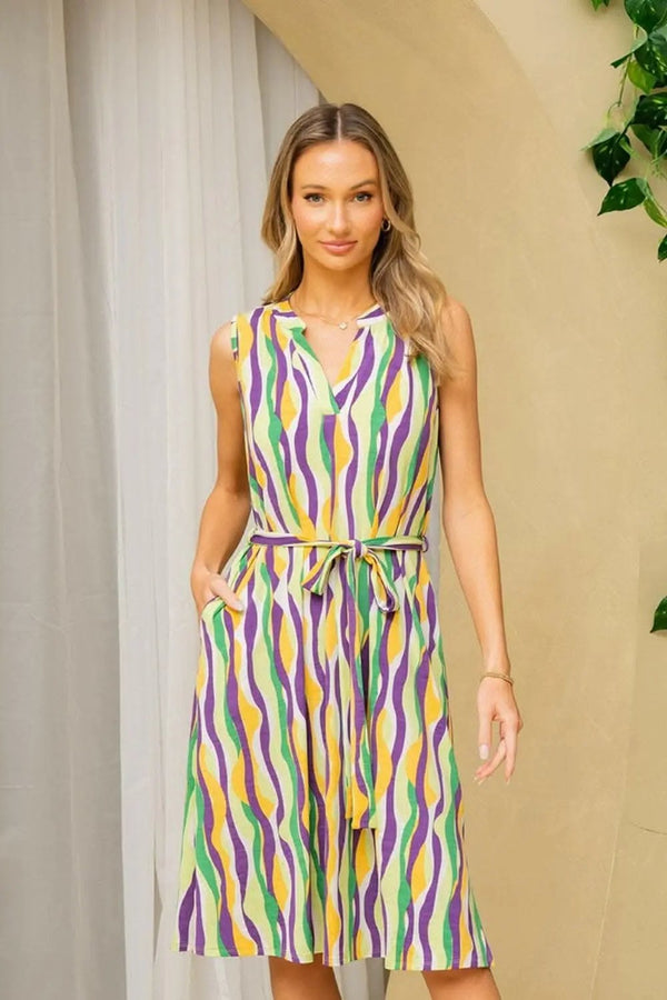 Trendsi Sew In Love Full Size Stripe Tied Sleeveless Dress
