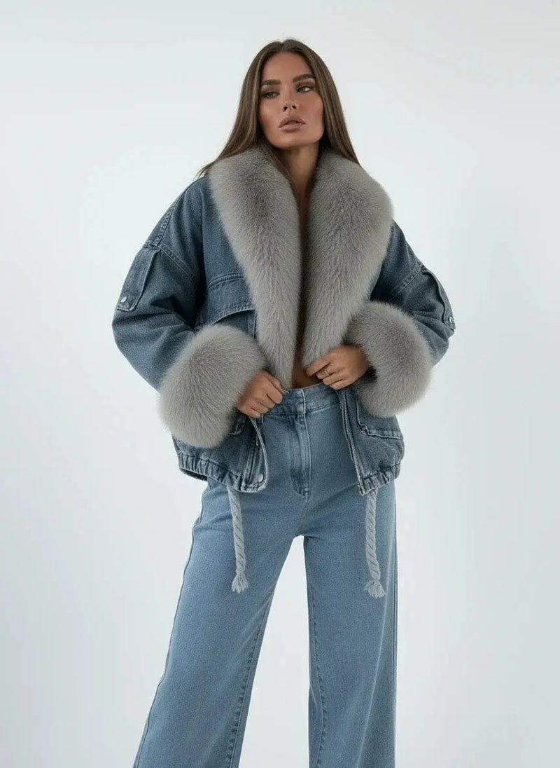 Loran Denim & Fur Winter Coat