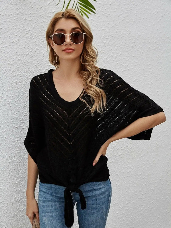 Trendsi swimwear - Sheer batwing sleeve cover-up