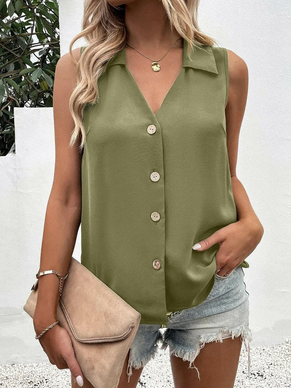 Trendsi just arrived - Sheer button-up tank with collar