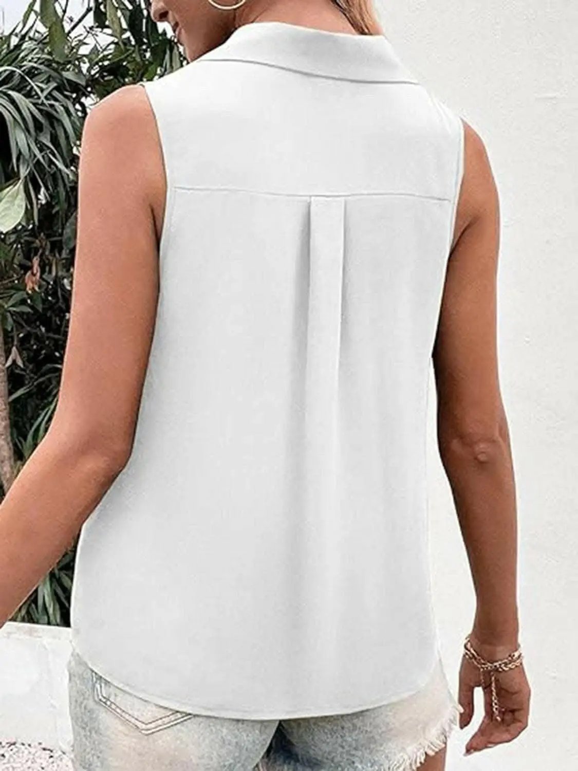 Trendsi just arrived - Sheer button-up tank with collar