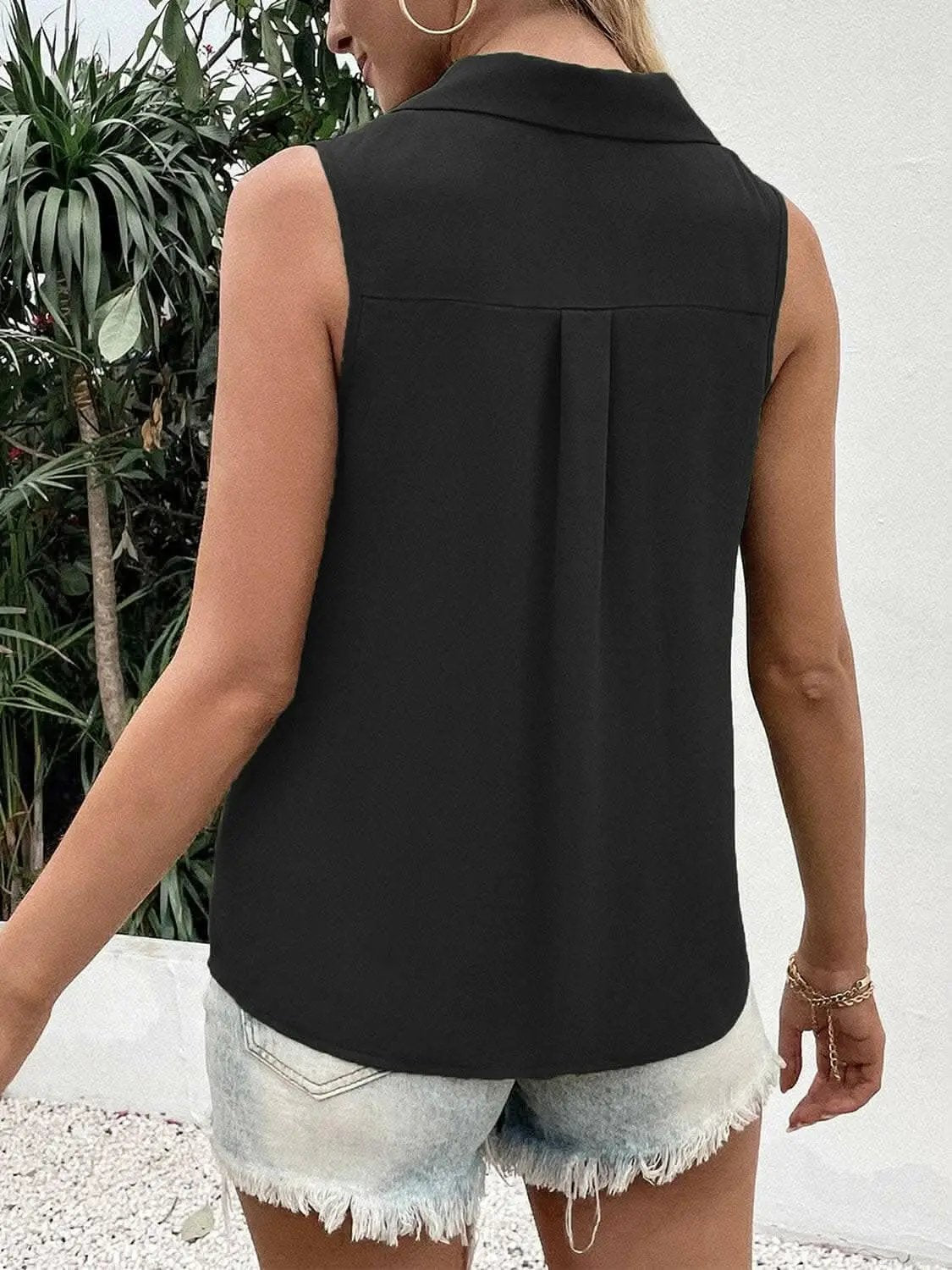 Trendsi just arrived - Sheer button-up tank with collar
