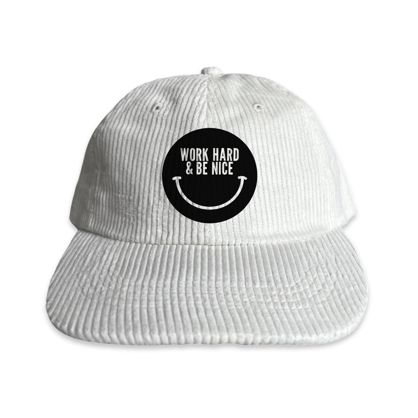 Work Hard & Be Nice Smile Corduroy Cap