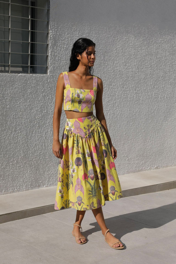 SOTAVENTO TOP IN BOTANICA YELLOW PRINT
