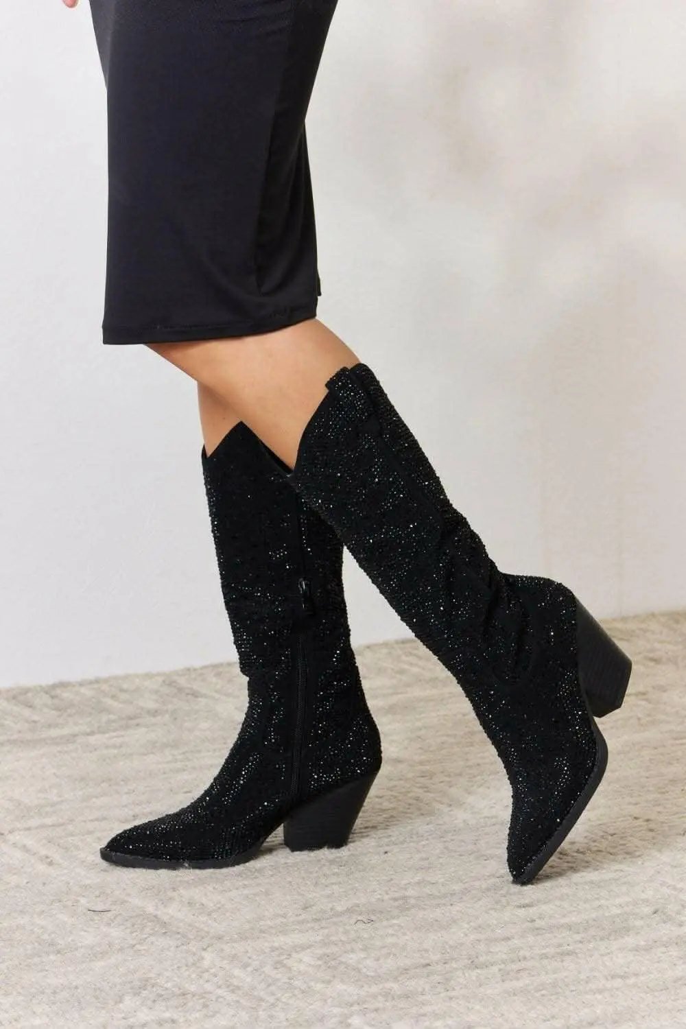 Cowboy Boots - Sparkling Rhinestone Knee-High - Western Glam