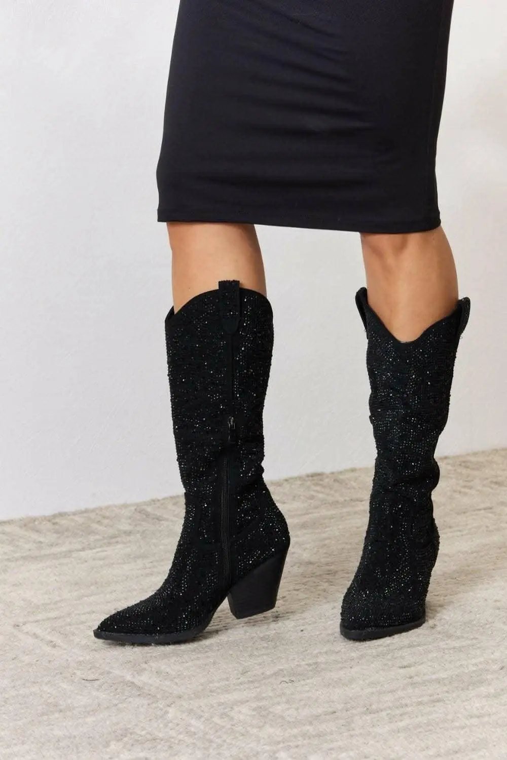 Cowboy Boots - Sparkling Rhinestone Knee-High - Western Glam