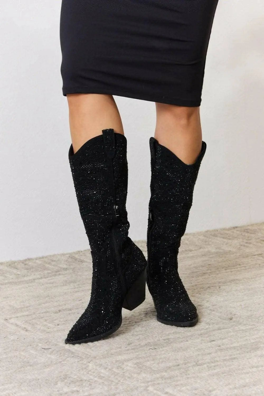 Cowboy Boots - Sparkling Rhinestone Knee-High - Western Glam