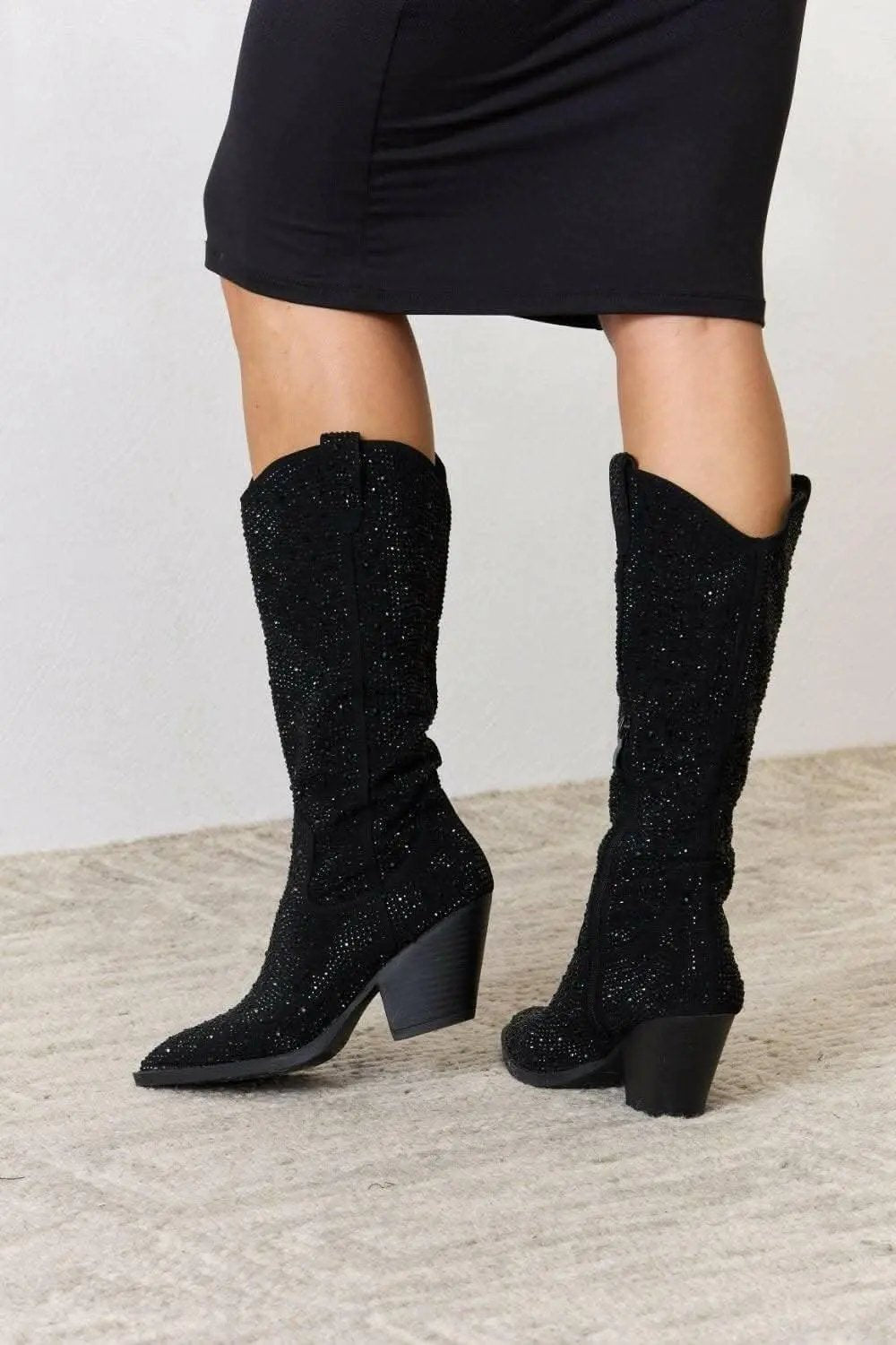 Cowboy Boots - Sparkling Rhinestone Knee-High - Western Glam