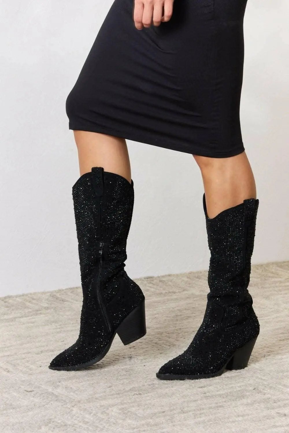 Cowboy Boots - Sparkling Rhinestone Knee-High - Western Glam